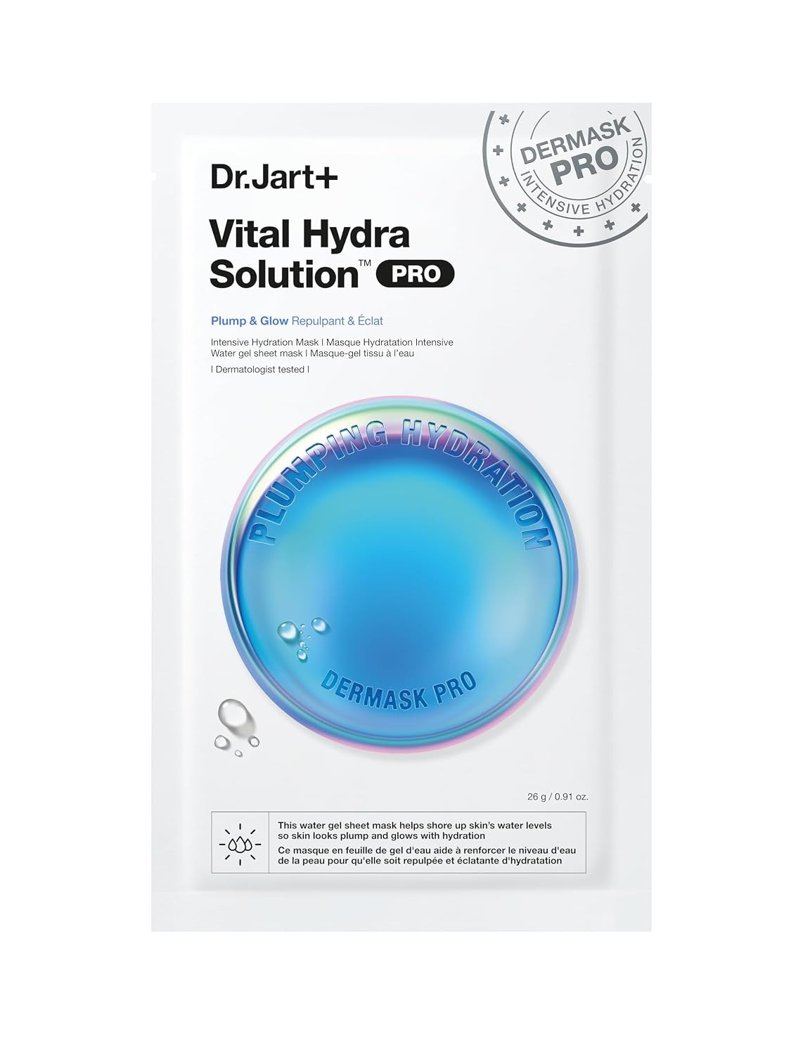 Dr.Jart+ Dermask Vital Hydra Solution Glow Face Mask with Hyaluronic Acid, 0.92 Ounce | Amazon (US)