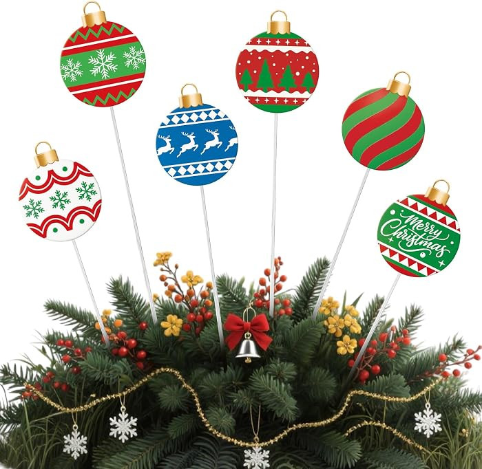 Shimeyao 6 Pcs 12 Inch Metal Christmas Garden Stakes Ugly Sweater Outdoor Plant Stakes Christmas ... | Amazon (US)
