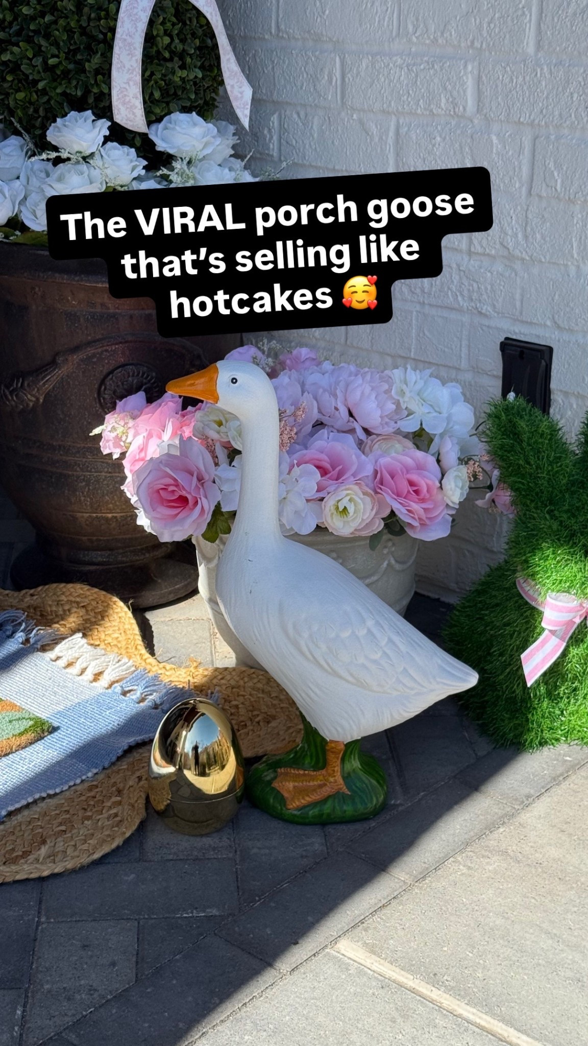 Seriously obsessed with this porch goose! This is one of Walmart’s top outdoor sellers because it’s absolutely adorable and only $19! It’s running low in stock so if you want it, grab it now before it’s gone 🤍🪿🐣

#LTKmomlife #LTKHome #LTKSpringSale