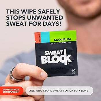 SweatBlock Clinical Strength Antiperspirant Wipes for Men and Women Excessive Sweat Protection Hy... | Amazon (US)