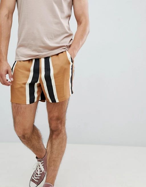 ASOS DESIGN slim shorts in block stripe | ASOS UK