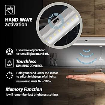 EShine 6 Panels 12 inch LED Dimmable Under Cabinet Lighting Kit, Hand Wave Activated - Touchless ... | Amazon (US)