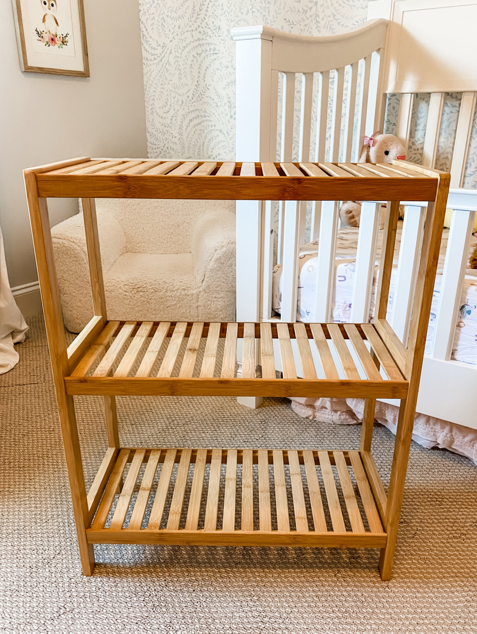 Such a good shelf for the close. For shoes, baskets, you name it. Easy to assemble and affordable. Closet shelf. Bathroom shelf. Stand alone shelf. Bamboo shelf. Amazon finds. Nursery organization. Organization. Toddler room. 

#LTKhome #LTKstyletip #LTKfindsunder50