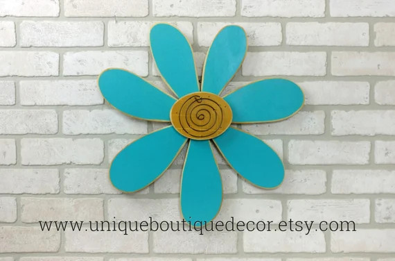 Flower Door Hanger sign, 19 inch Turquoise Teal wood Daisy FLOWER Door Sign, Wood flower, Front D... | Etsy (US)