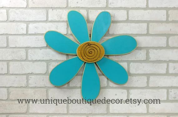 Flower Door Hanger sign, 19 inch Turquoise Teal wood Daisy FLOWER Door Sign, Wood flower, Front D... | Etsy (US)