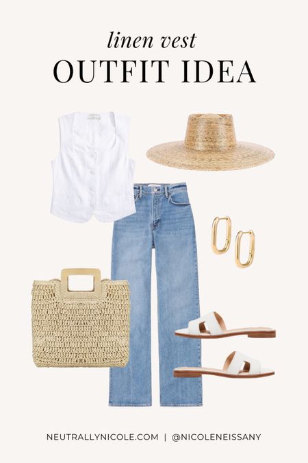Casual linen vest outfit idea for spring/summer

// linen vest outfits, wide leg denim, wide leg jeans, summer hat, summer outfit, summer outfits, spring outfit, spring outfits, casual date night outfit, brunch outfit, casual outfit, travel outfit, linen vest trend, straw woven tote bag, slide sandals, straw hat, square hoop earring, summer trends, 2024 fashion trends, Abercrombie denim, Abercrombie jeans, Amazon fashion, Revolve, neutral outfit, neutral fashion, neutral style, Nicole Neissany, Neutrally Nicole, neutrallynicole.com (5/17)

#liketkit 

#LTKFindsUnder50 #LTKFindsUnder100 #LTKStyleTip