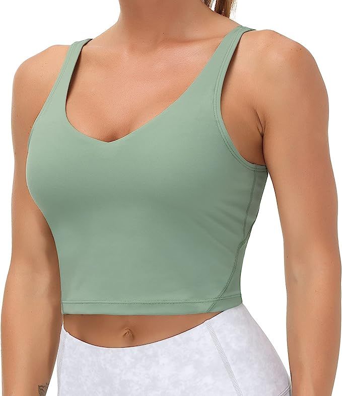 Women’s Longline Sports Bra Wirefree Padded Medium Support Yoga Bras Gym Running Workout Tank T... | Amazon (US)