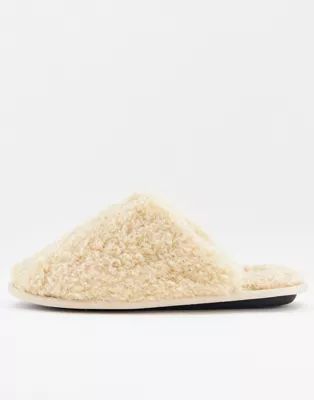 Mango fluffy slippers in cream | ASOS (Global)