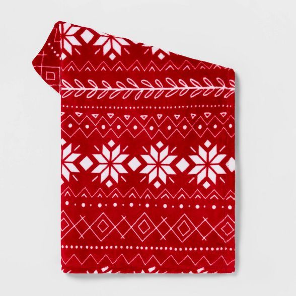 Fair Isle Printed Plush Christmas Throw Blanket - Wondershop™ | Target