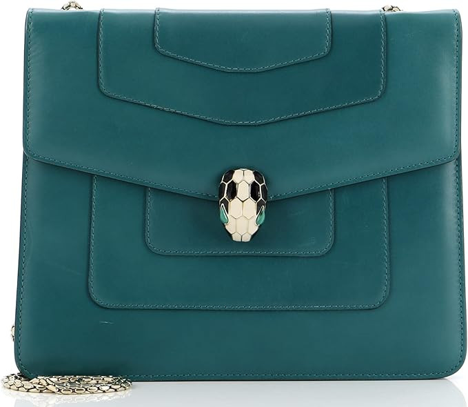 Amazon.com: Bvlgari, Pre-Loved Serpenti Forever Square Shoulder Bag Leather Medium, Green : Luxur... | Amazon (US)