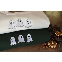 Embroidered Ghosts Halloween Sweatshirt Unisex Eco Jumper | Etsy (US)