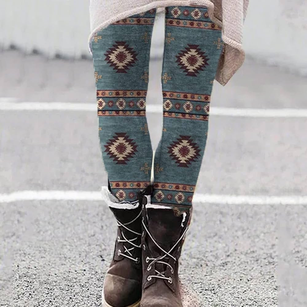 XXBR Women's Aztec Leggings Soft Brushed Christmas Ankle Length Pants Ethnic Graphic Printed Yoga Pa | Amazon (US)