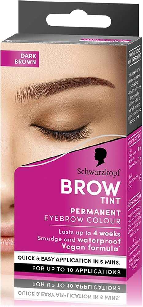 Schwarzkopf Brow Tint Dark Brown (10ml), Permanent Eyebrow Tint, Long-Lasting Intensity, Water- a... | Amazon (UK)