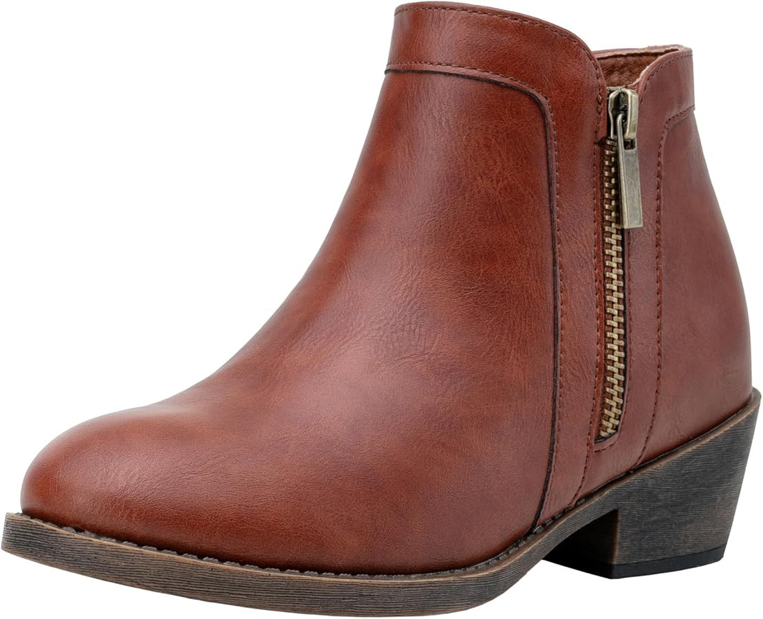 Jeossy Women's 9618 Classic Ankle Boots Slip on Chunky Heel Boots for Women | Amazon (US)