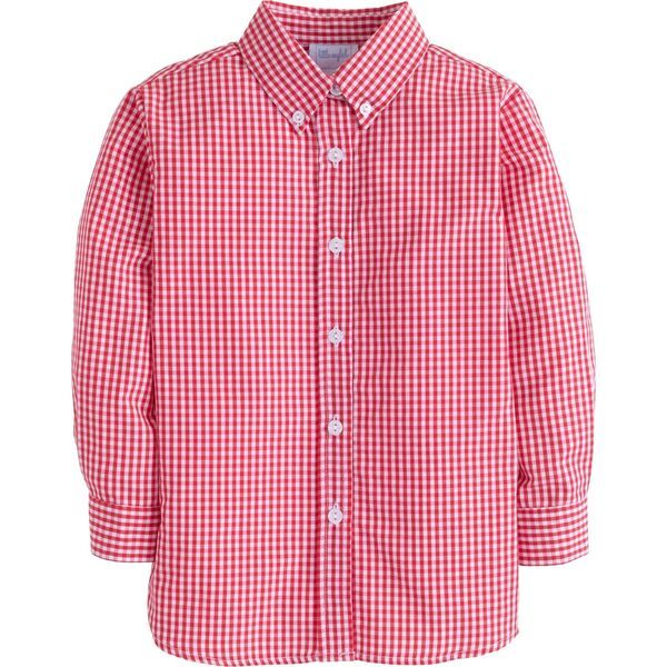 Gingham Button Down Shirt, Red | Maisonette