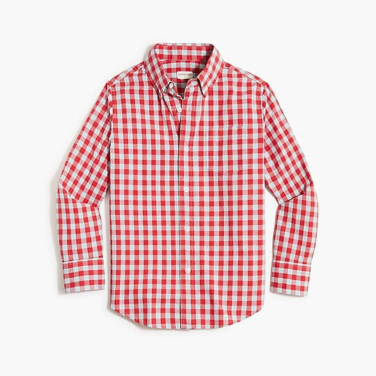 Boys' long-sleeve gingham washed shirt | J.Crew Factory