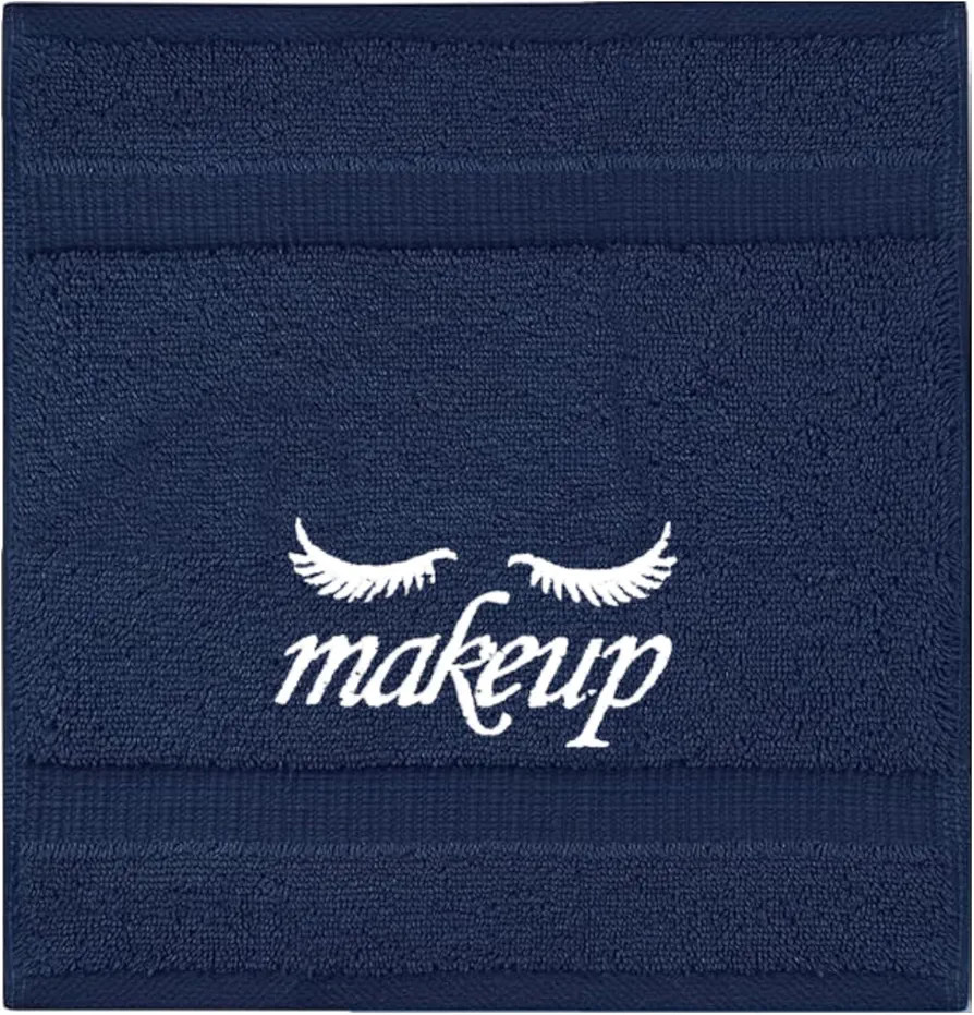 Makeup Remover washcloth. Turkish Cotton Perfect for Makeup Bag 13x13 inches - Set of 6 - Navy Bl... | Amazon (US)