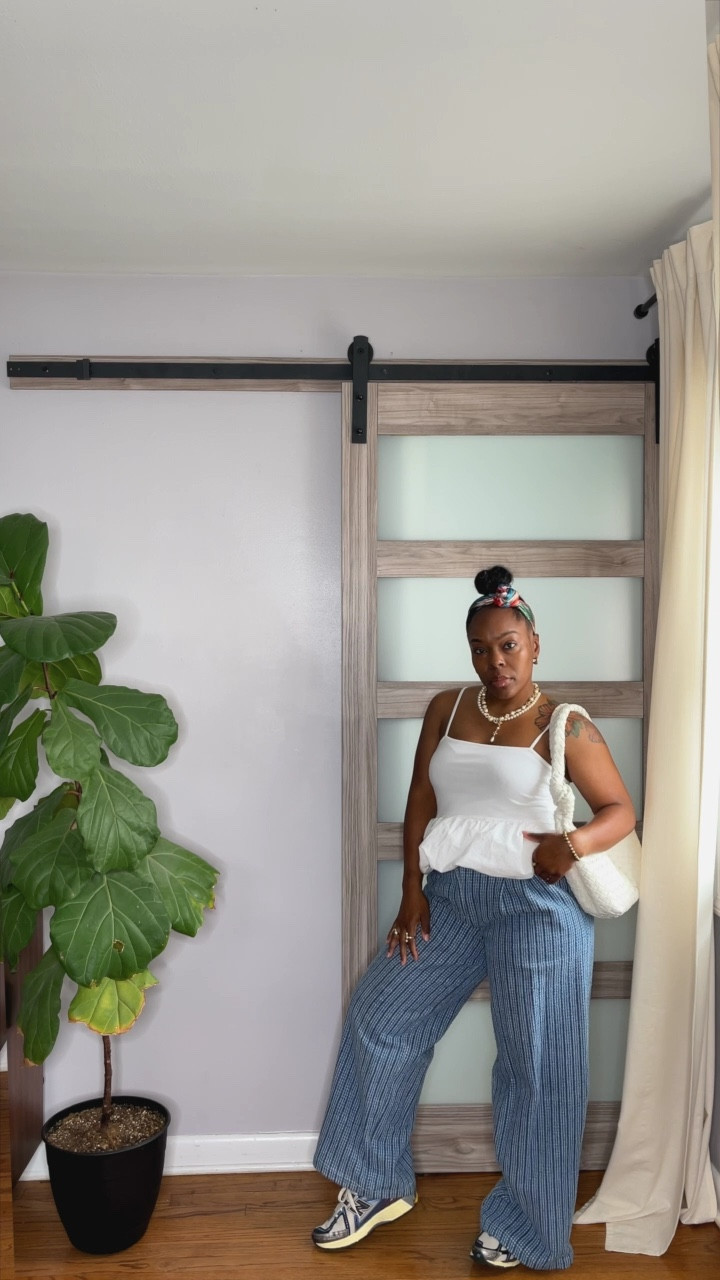 Another everyday outfit, because who doesn’t love a good trouser and or bubble hem!? 

Recreating this look for yourself is EASY. Here’s everything you need. 

1. Bubble/puff hem cami (or bubble dress) 
2. Wide leg trousers of choice 
3. Dad sneakers 
4. Woven hobo bag 
5. A satin/silk scarf to make a headband 
6. Assorted pearl necklaces 

This is the elevated casual look to pop out in. 

If this simple outfit idea gives inspo for a a future look… like and save it this post. Don’t forget to follow Eatnbougie for more fashion inspo, building a a sustainable wardrobe, and tips on how to get the most of it. 

#LTKFindsUnder100 #LTKStyleTip