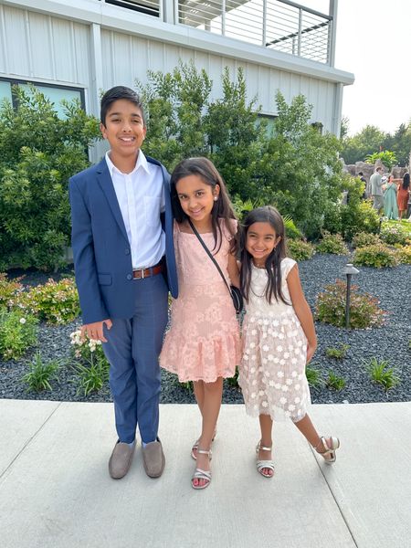 Kids wedding outfits. Reza sized up to a 16 in blazer and 14 pants. Laila is in a size 10 (was big on her) and Sophia a 7 (true size). Their amazon heels were very comfortable for them!

#LTKwedding #LTKstyletip #LTKshoecrush