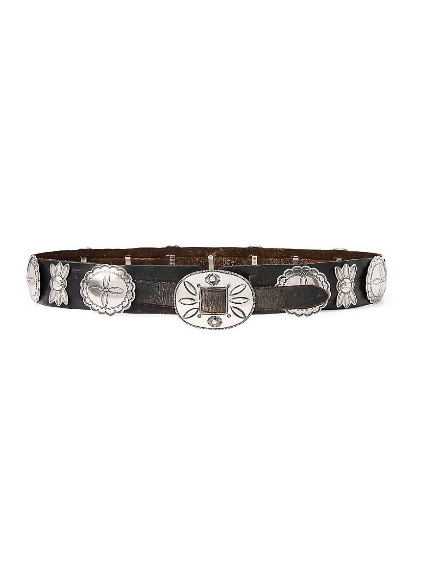 Women's Western Concho Leather Belt - Black - Size Medium | Saks Fifth Avenue