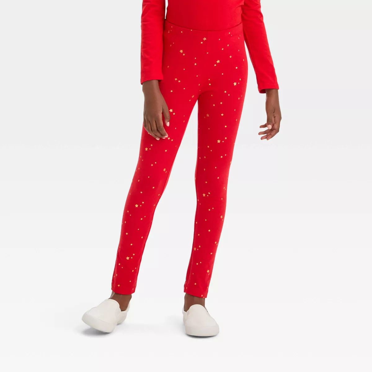 Girls' Holiday Star Leggings - Cat & Jack™ Red | Target
