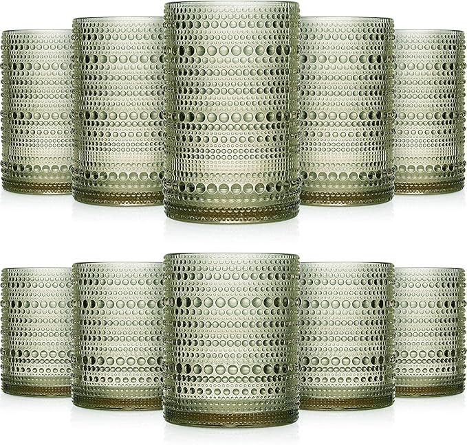 Foaincore 12 Count Hobnail Drinking Glasses Set Vintage Glassware Old Fashioned Beverage Glasses ... | Amazon (US)