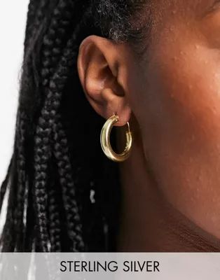 Kingsley Ryan sterling silver gold plate 25mm tube hoop earrings | ASOS (Global)