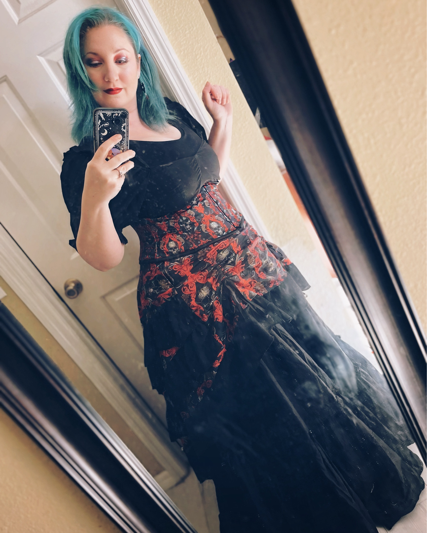 Today’s outfit!!! Wearing @selkie and @draculaclothing  love how this outfit came together! Yes, I know I need to fix my hair 
#mirrorpic #mirrorselfie #draculaclothing #altfashion #mermaidhair #selkie #nocturnaalchemy #dressoftheday #dopaminedressing #princessdress 

#LTKOver40 #LTKSeasonal