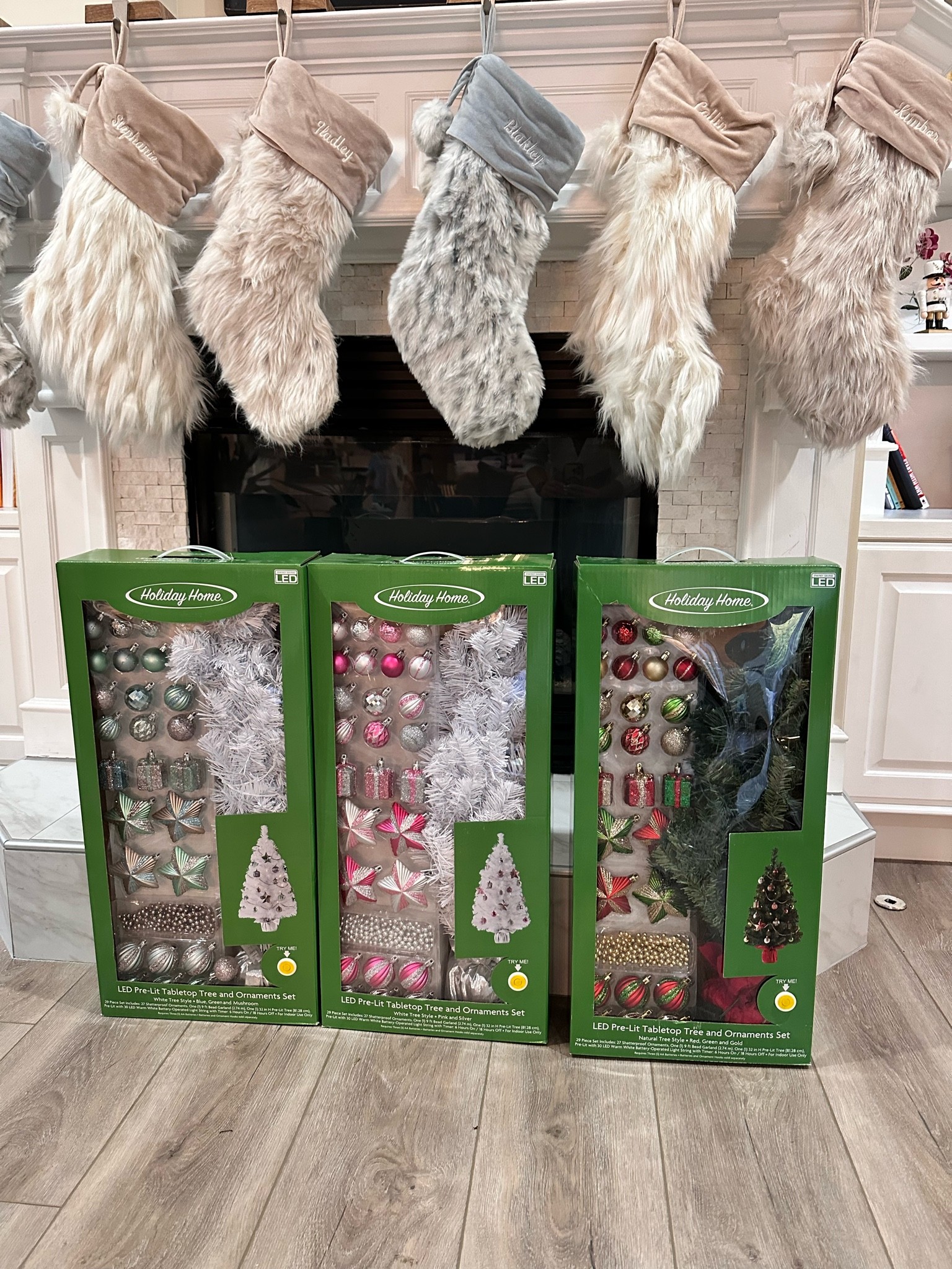 Stockings and mini Christmas Trees. It’s happening!
#ltkchristmas 

#LTKSeasonal #LTKHoliday #LTKhome