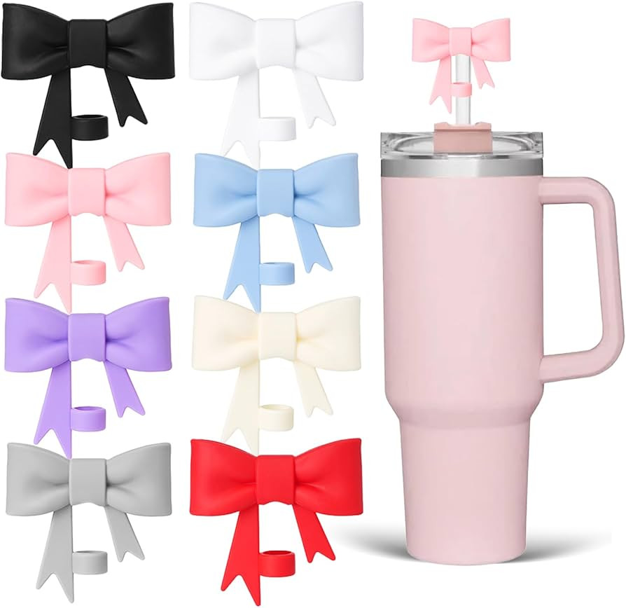 8Pcs Elegant Bow Straw Cover for Stanley, Silicone Straw Topper for 0.4 in/10mm Stanley Cups, Cla... | Amazon (US)
