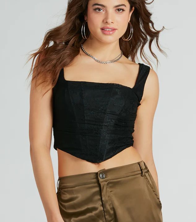 Flirty Vibes Ruched Lace Corset Top | Windsor Stores