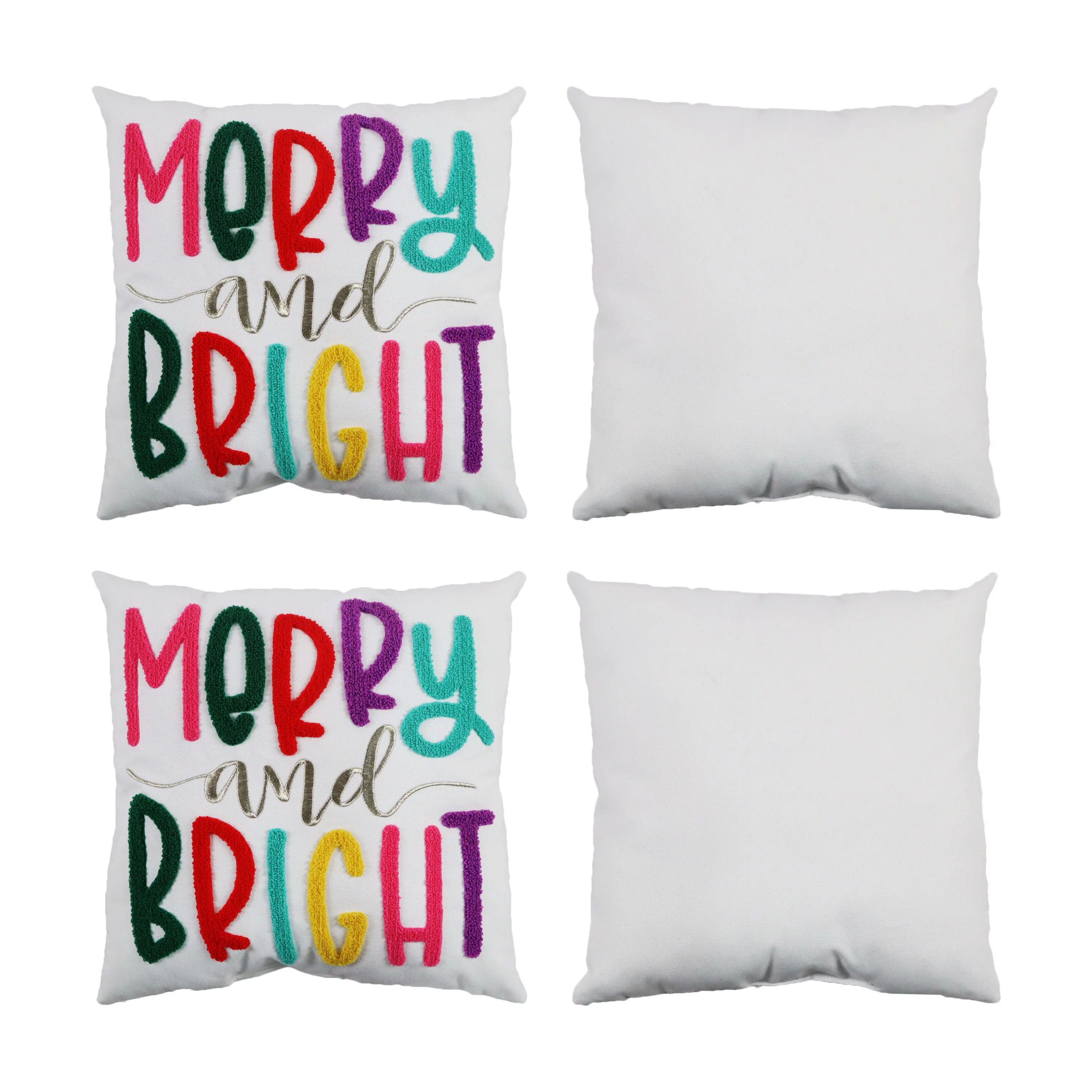 Holiday Time 2pack Merry & Bright Christmas Decorative Pillows, 14inch Sqaure | Walmart (US)