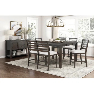 Classic 6Pc Counter Height Dining Set Dark Espresso Finish Extendable Table Bench Chairs Upholstered Seat Wooden Dining Furniture | Wayfair North America