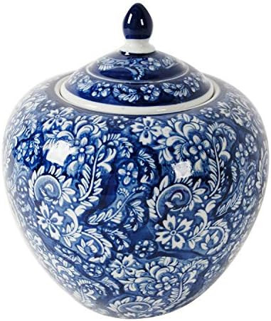 A&B Home 10'' Decorative Antique Porcelain Jar with Lid Flower Pot Planter Blue and White Vase Fl... | Amazon (US)