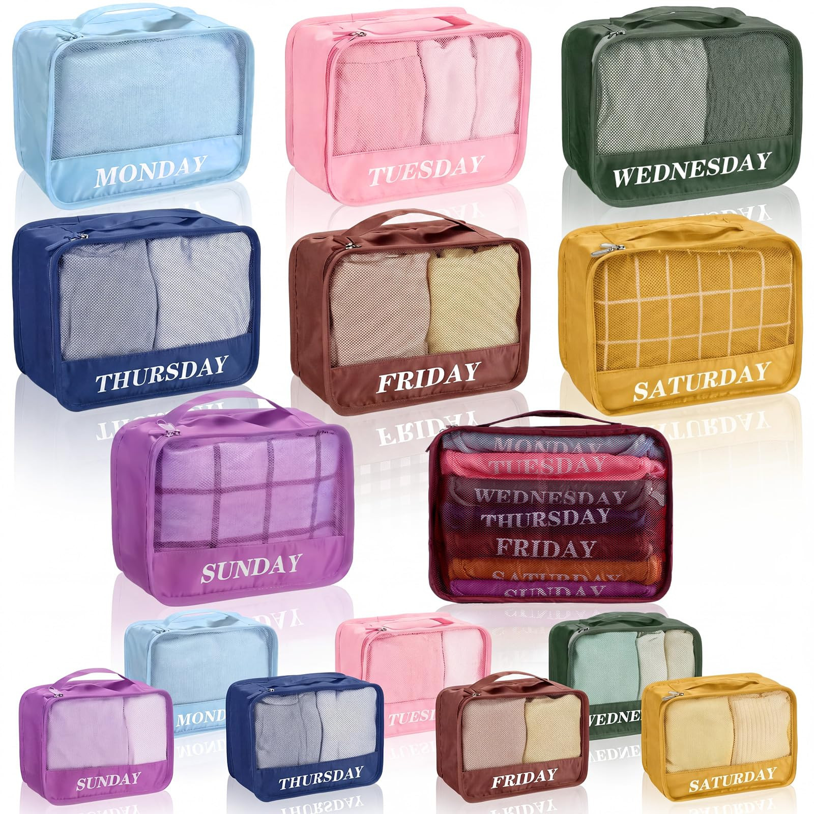 Days of Week Packing Cubes Weekly Organizer Travel Storage Bag School Clothes for Kids Summer Cam... | Amazon (US)