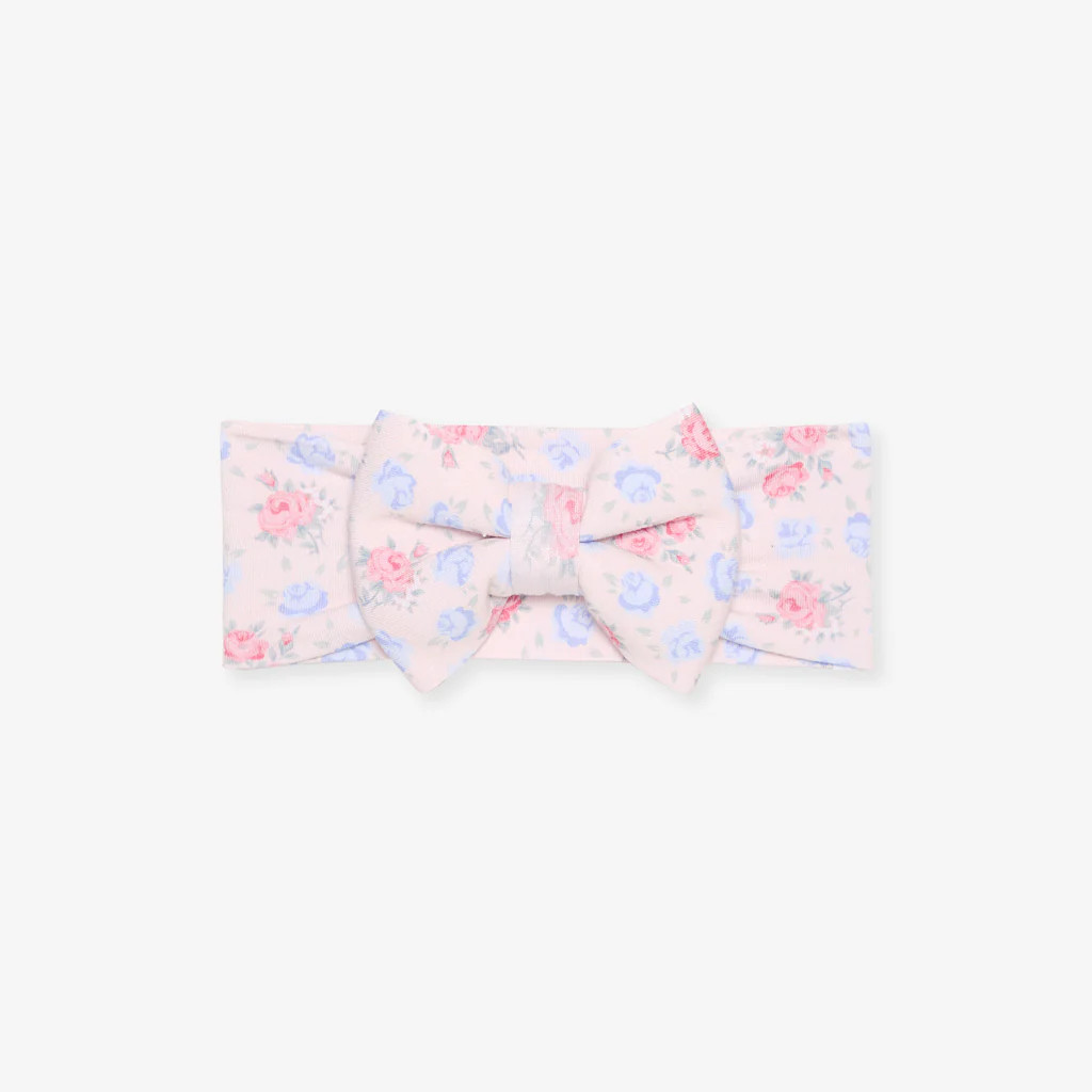Floral Pink Baby Girl Big Bow Headwrap | Laney | Posh Peanut