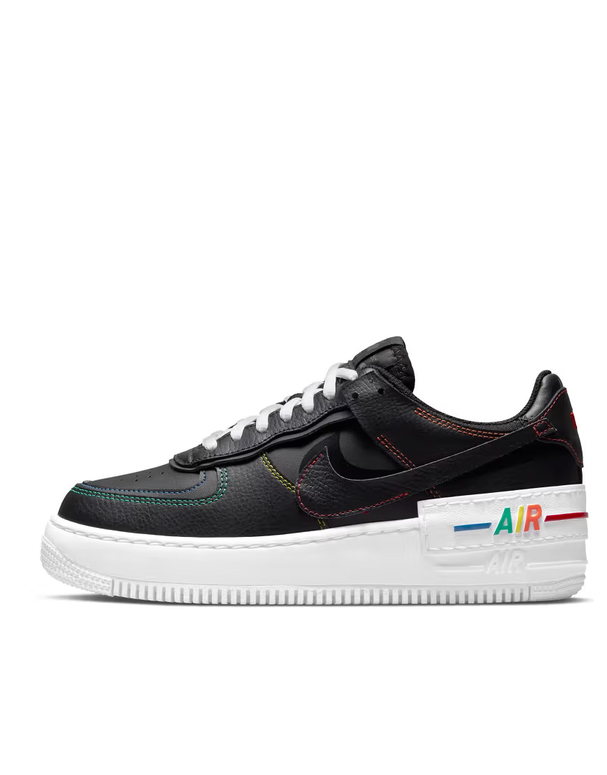 Nike Air Force 1 Shadow Rainbow Ladder sneakers in black | ASOS (Global)