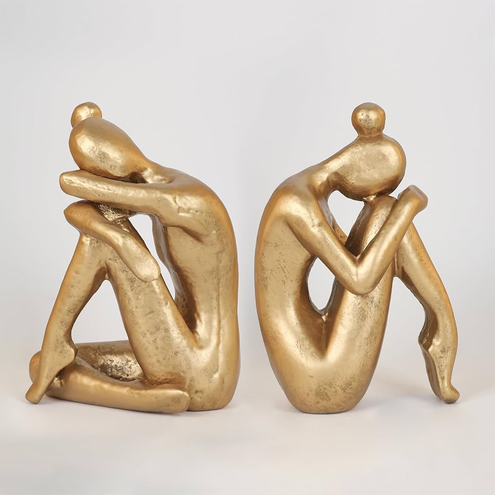 Unique Cast Iron Girl Thinker Bookends, Heavy-Duty Decorative Book Stoppers for Shelves, Creative... | Amazon (US)