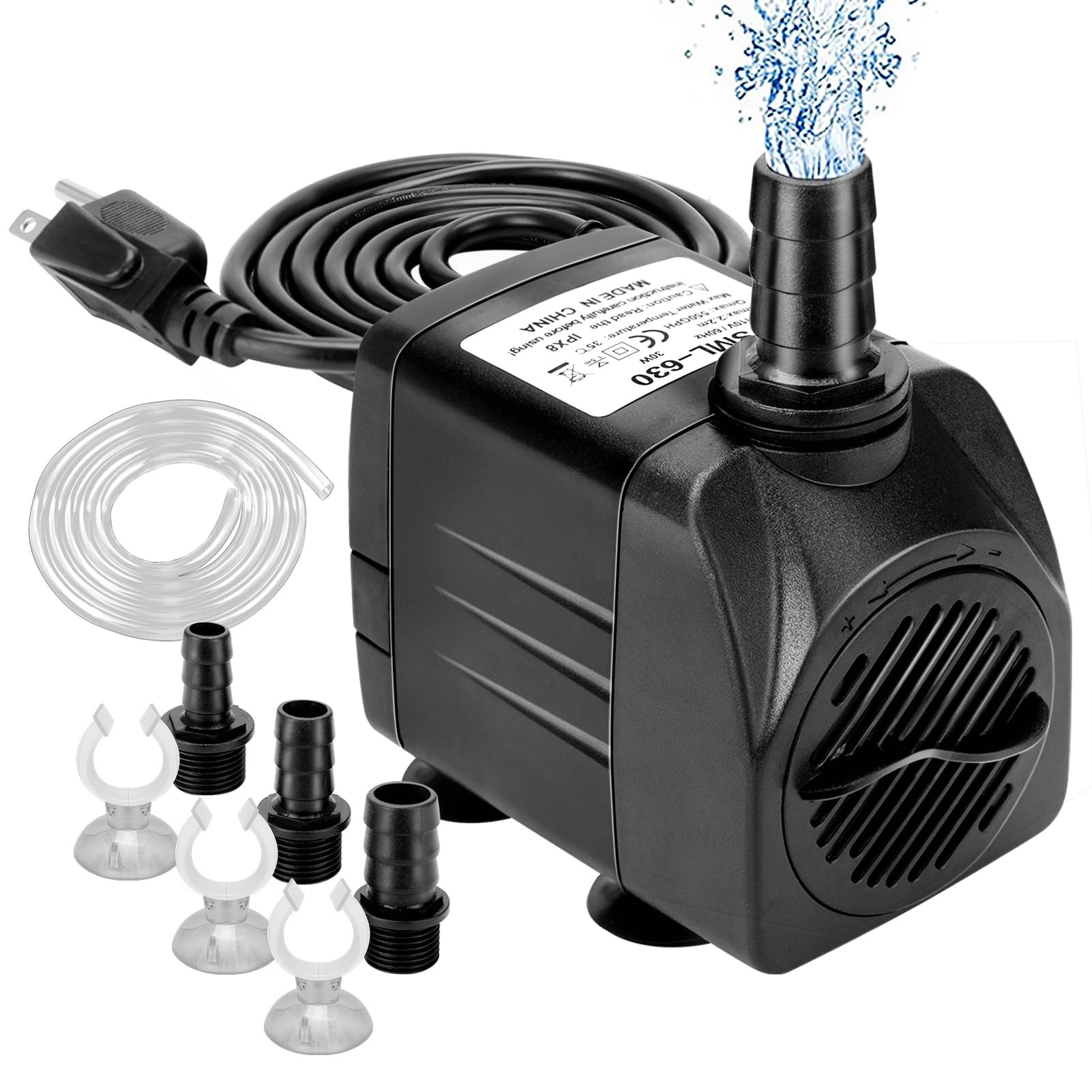GROWNEER 550GPH Submersible Pump 30W Ultra Quiet Fountain Water Pump, 2000L/H, with 7.2ft High Li... | Amazon (US)