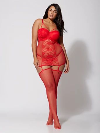 Eve Strappy Chemise with Garter and Stockings - Fashion To Figure | Fashion to Figure