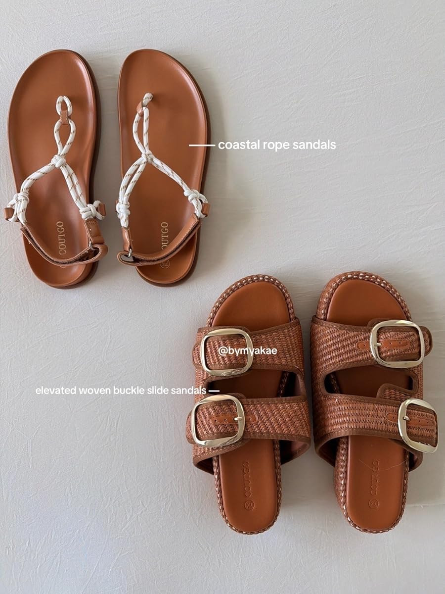 I’m obsessed with how versatile these are. The rope sandals give that laid-back, beachy feel and look so cute with linen and denim. The woven buckle ones feel more structured and expensive — the texture and gold hardware really elevate them. I love having both options 

 #LTKgrwm #LTKootd #LTKSaleAlert