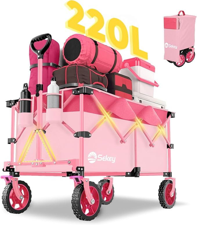 Sekey 220L Collapsible Foldable Wagon with 330lbs Weight Capacity, Heavy Duty Folding Wagon Cart ... | Amazon (US)