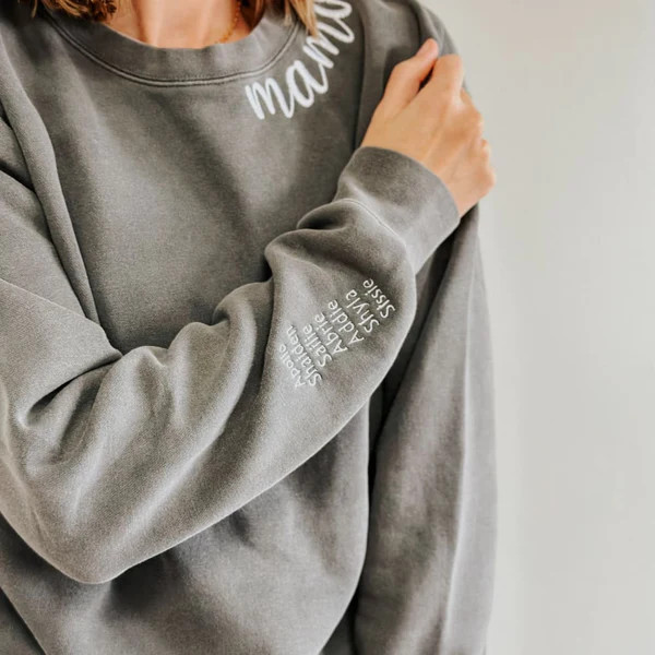 Custom Mama Embroidered Crewneck - Black | Mountain Moverz