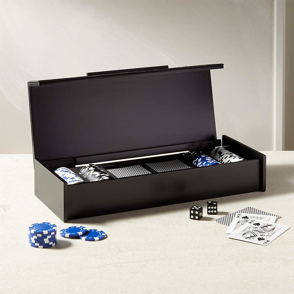 Black Shagreen Poker Set | CB2 | CB2