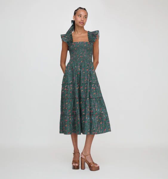 The Ellie Nap Dress - Bottle Green Fleur Chintz | Hill House Home