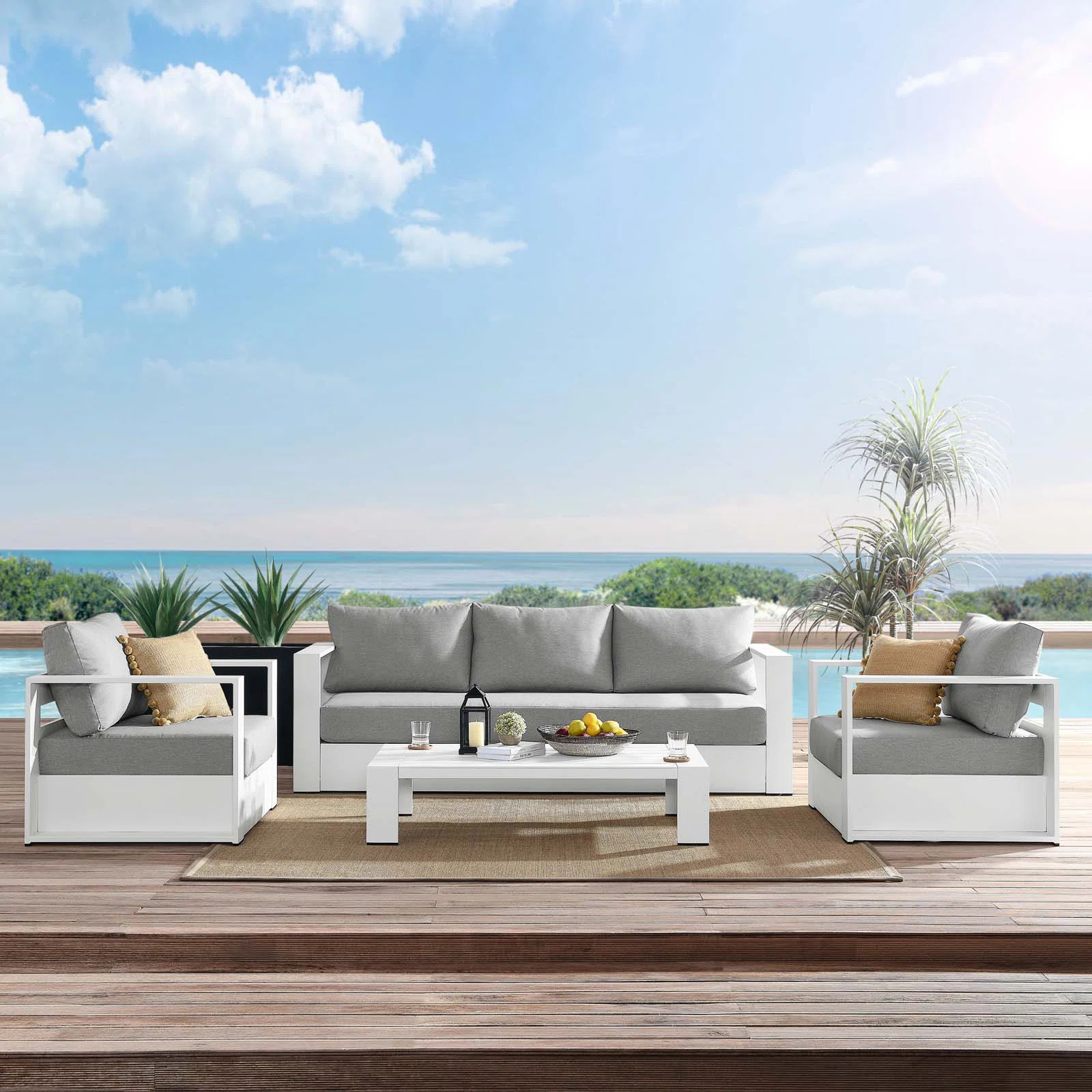 Modway Tahoe Outdoor Aluminum 4-piece Conversation Set with Coffee Table | Wayfair North America