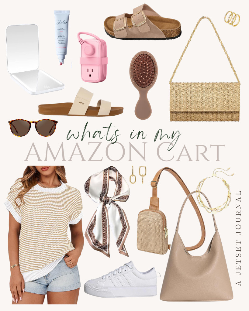 For those who are excited to know what’s in my Amazon cart this week, take a look! So many top picks in this collection, including PRETTYGARDEN’s short-sleeve sweater, sneakers from adidas, and Project Cloud’s flat sandals. I can’t take my eyes off this straw clutch, which comes in five different colors. These travel-friendly finds, like this power strip, a pocket mirror, and a cute mini hairbrush, are perfect for my next trip!

#LTKSeasonal #LTKSaleAlert #LTKTravel
 

 