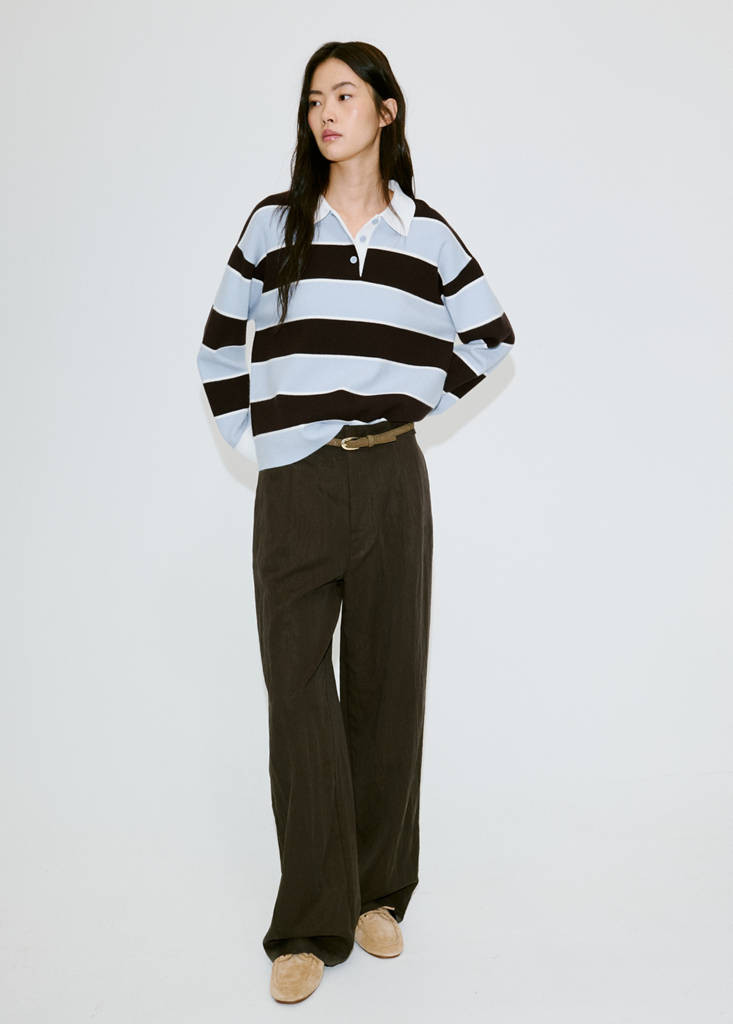 Striped polo neck sweater sky blue - Women - M - MANGO | MANGO (UK)