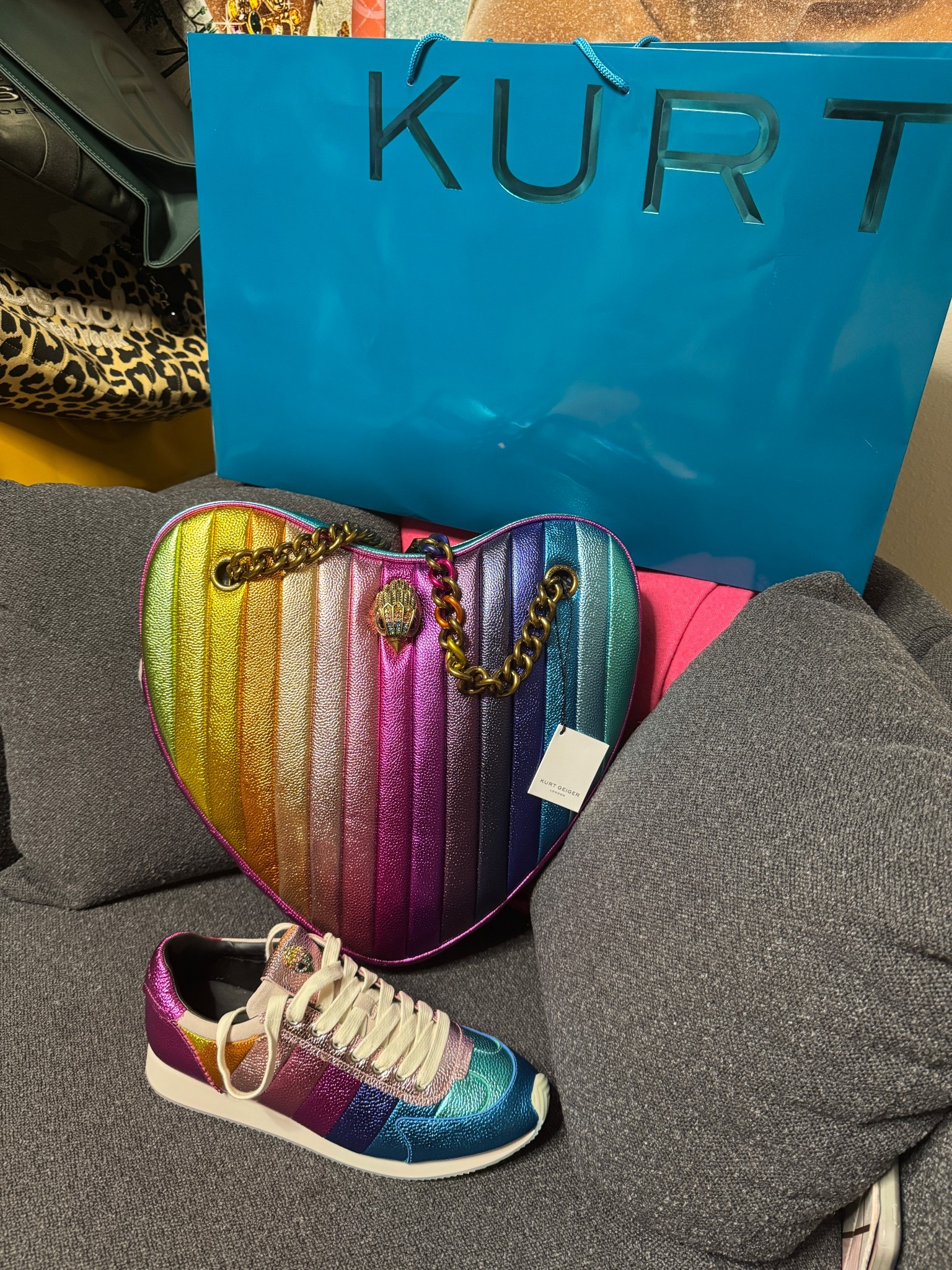 Kurt Geiger rainbow heart bag & matching sneakers to complete the look! #kurtgeiger #heartbag #kurtgeigerbag 

#LTKGiftGuide #LTKHoliday