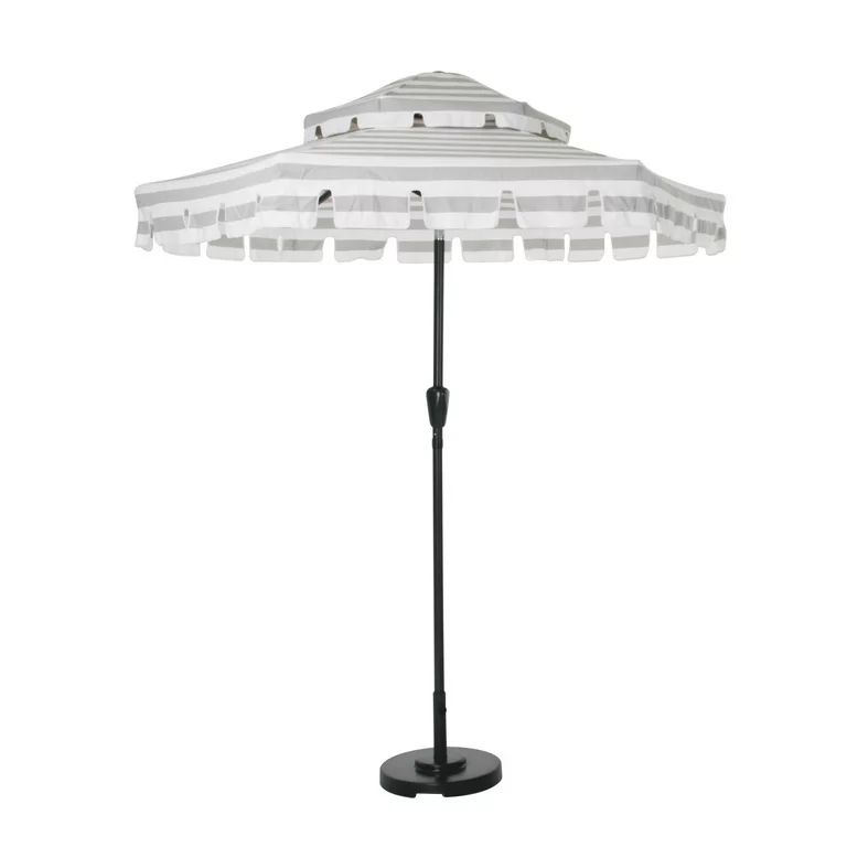 Novogratz Poolside Gossip Collection, Connie Outdoor Umbrella, Gray and White Stripes | Walmart (US)
